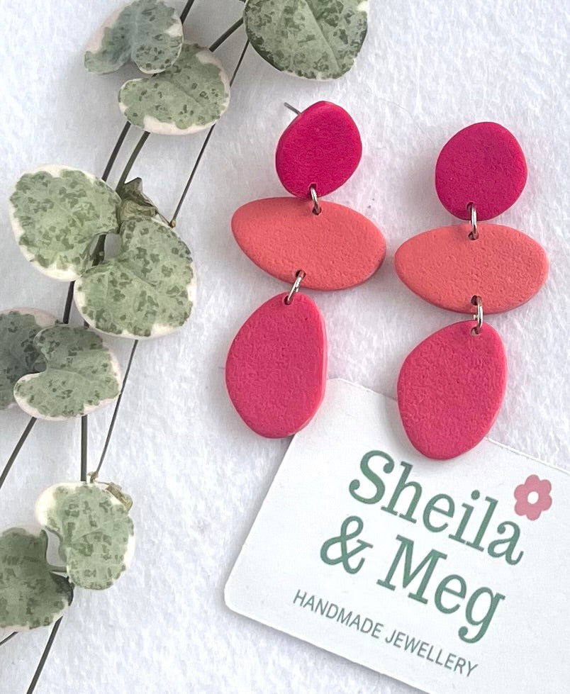 Organic Shapes Dangles - Pinks & Coral