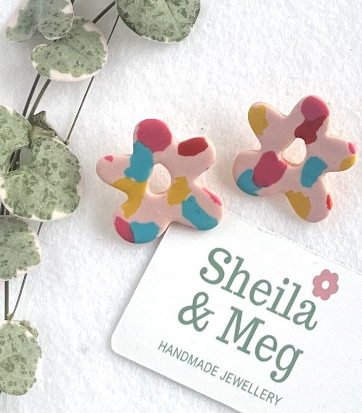 Pip's Sunrise Abstract Flower Studs