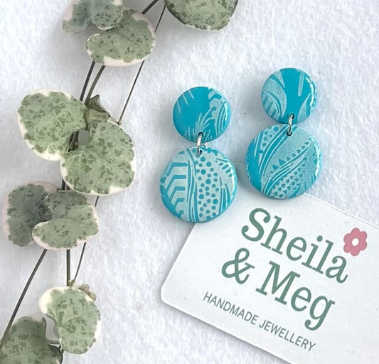 Feathers Dangles - Teal